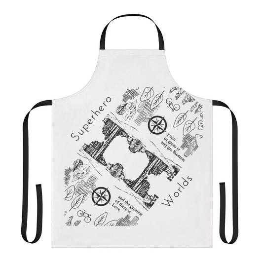 Apron featuring a dimensional superhero graphic design