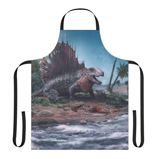 Dimetrodon-themed apron with a striking paleoart design