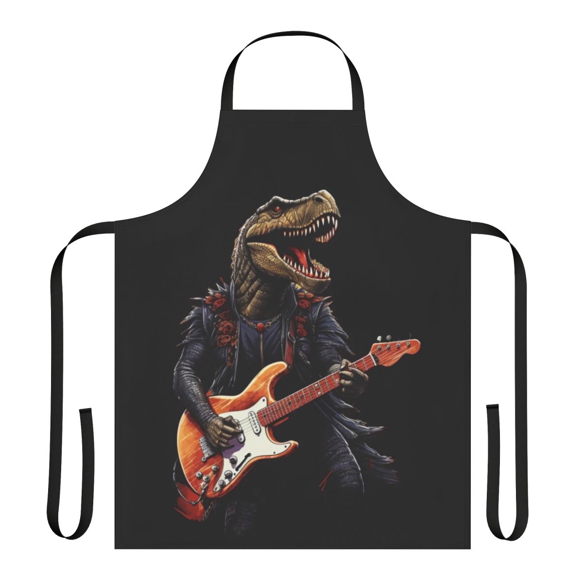 Illustration of a dinosaur playing an electric guitar