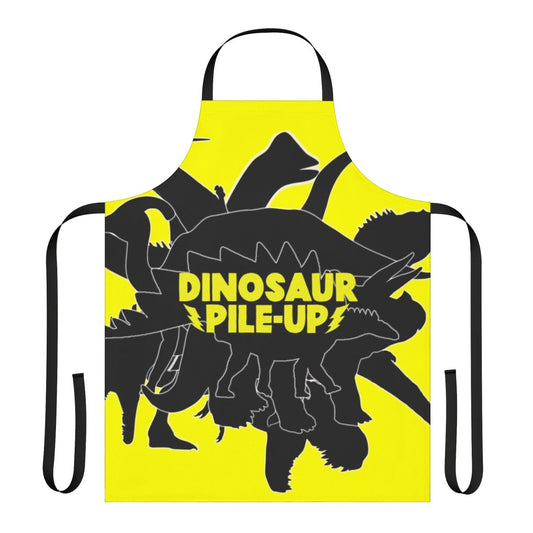 Dinosaur Pile Up themed apron with various dinosaur silhouettes