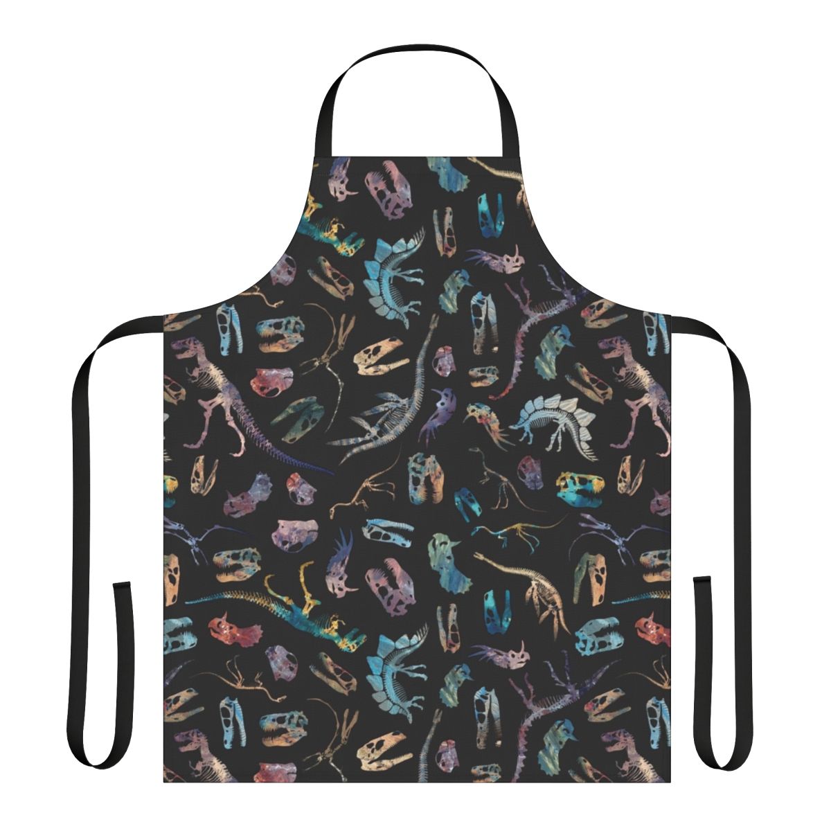 Dinosaur fossil silhouette pattern on a modern minimalist grey apron