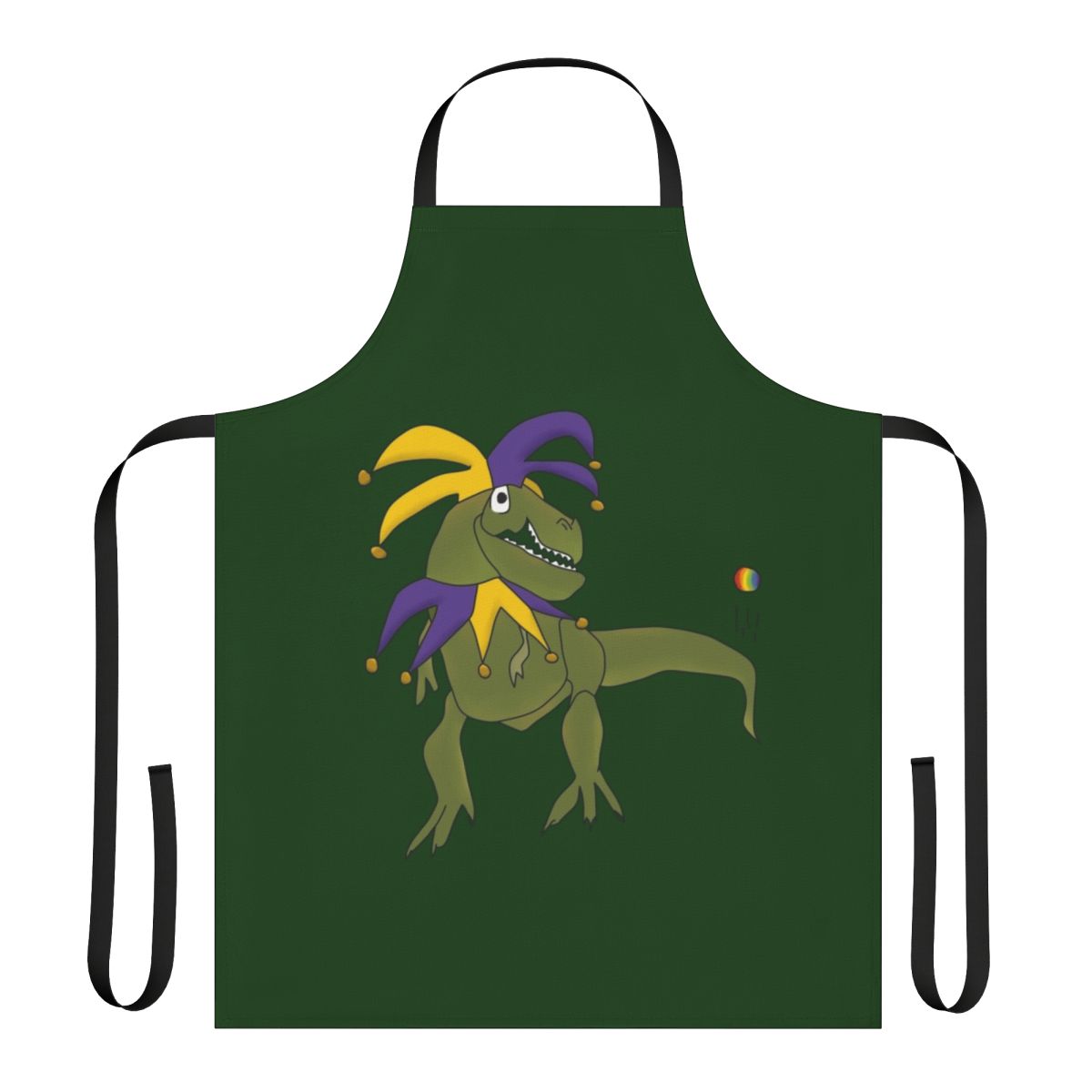 T-Rex Jester Apron with Vibrant Colors and Playful Design