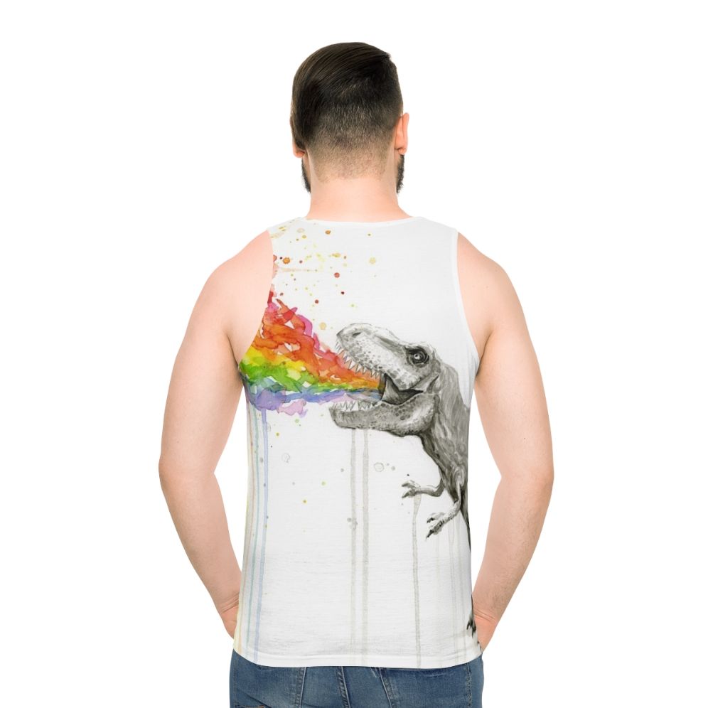 Dinosaur rainbow watercolor unisex tank top