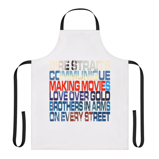 Apron featuring album artwork from Dire Straits' discography