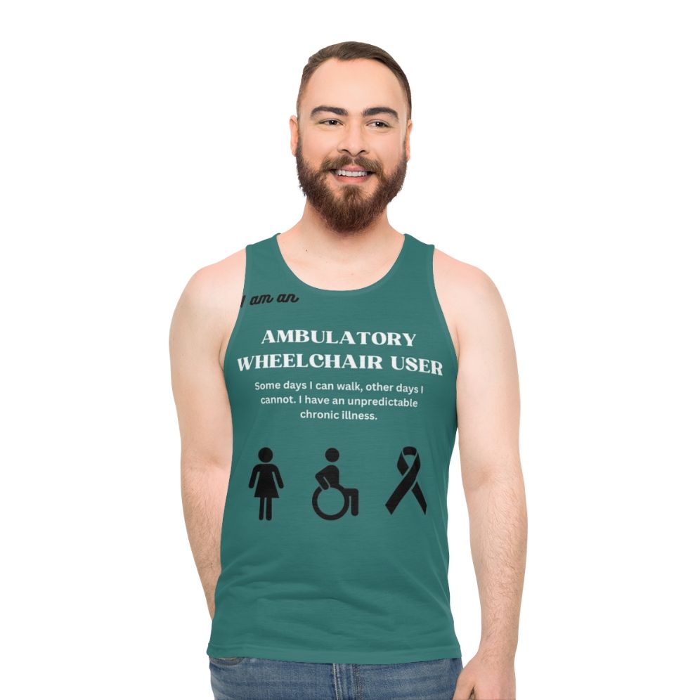 Disability awareness unisex tank top for ambulatory wheelchair users