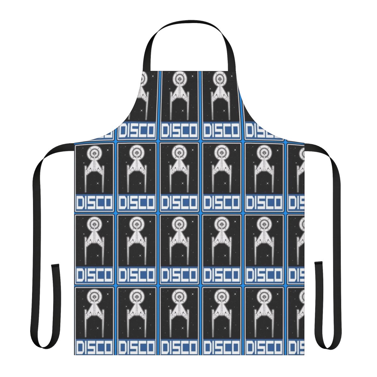 Disco blue apron with Star Trek design