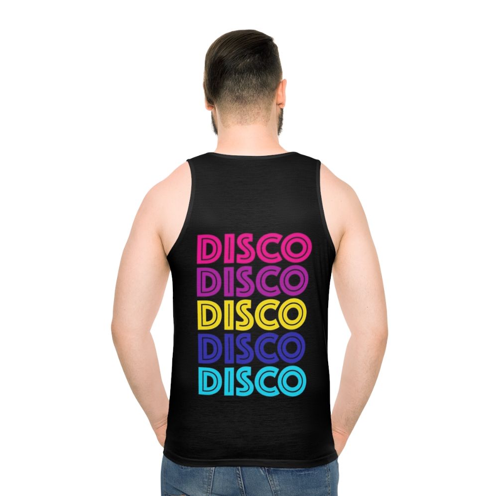Disco-inspired unisex tank top with glittering disco ball design