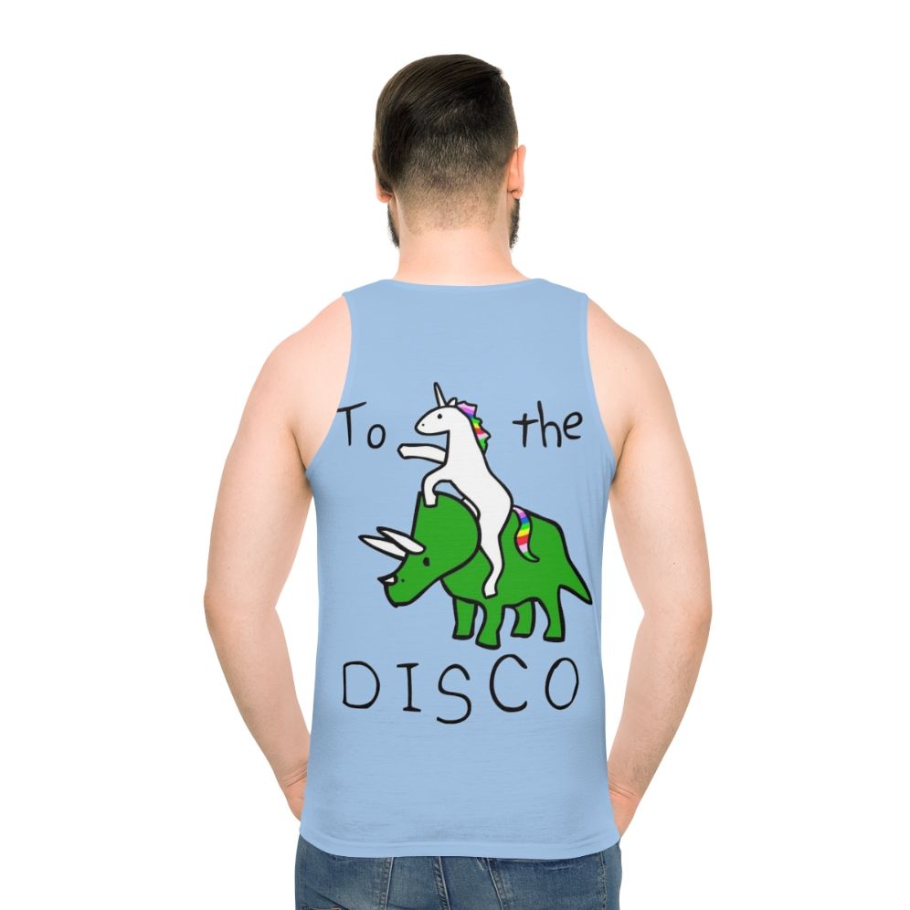 Disco Unicorn Riding Triceratops Unisex Tank Top