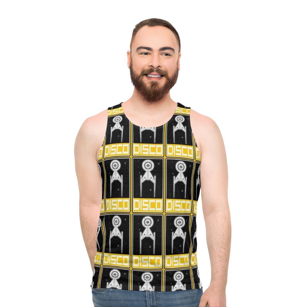 Disco Yellow Unisex Retro Sci-Fi Tank Top