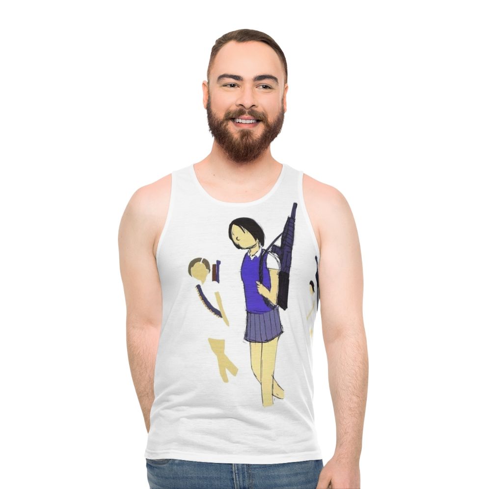 Distortional Addict Number Girl School Girl Unisex Tank Top