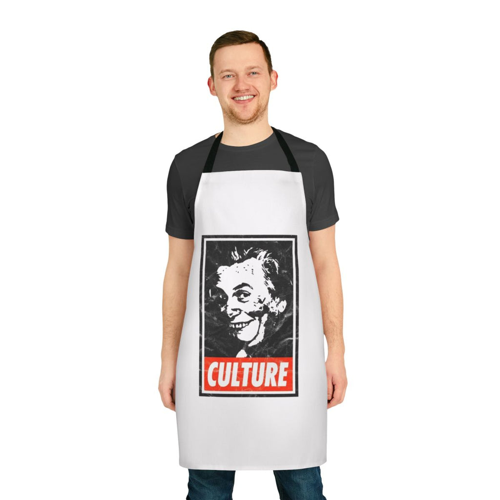 Distressed look apron featuring Australian comedy icon Sir Les Patterson
