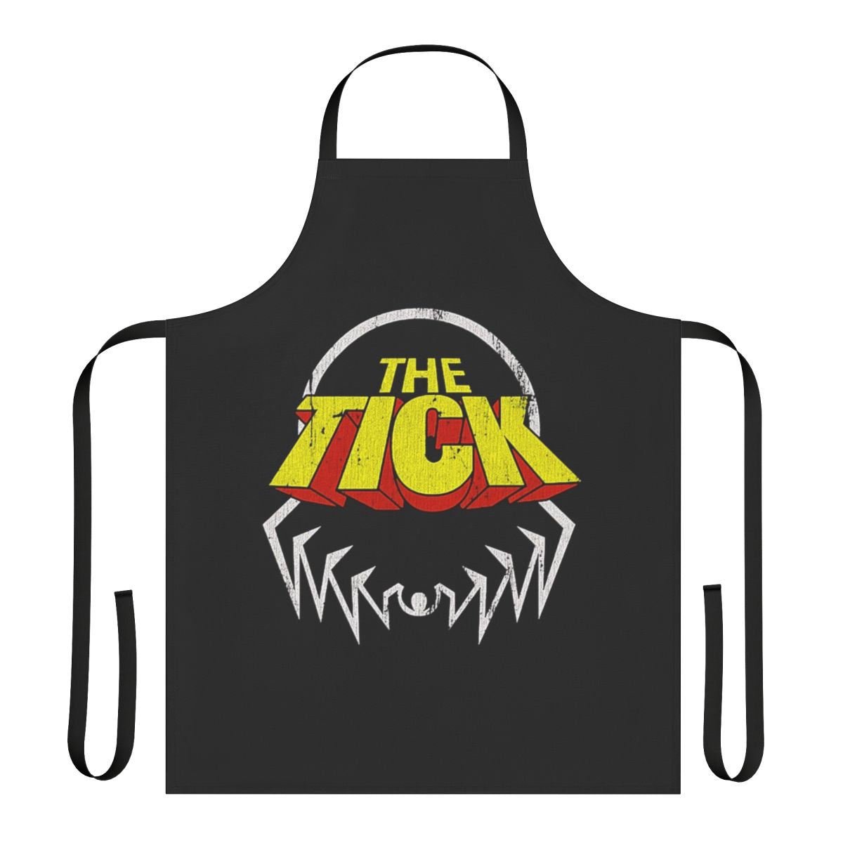 Distressed apron featuring the iconic spoon logo from the 90s cartoon series The Tick