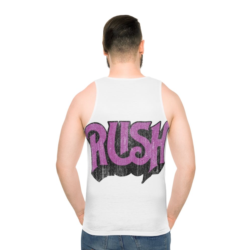 Unisex rush band distressed logo tank top
