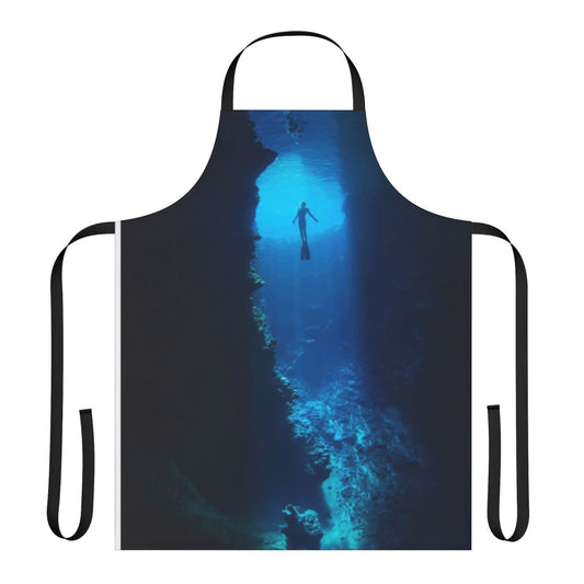 A versatile apron for free divers and spearfishers, featuring designs inspired by the ocean and underwater adventures.