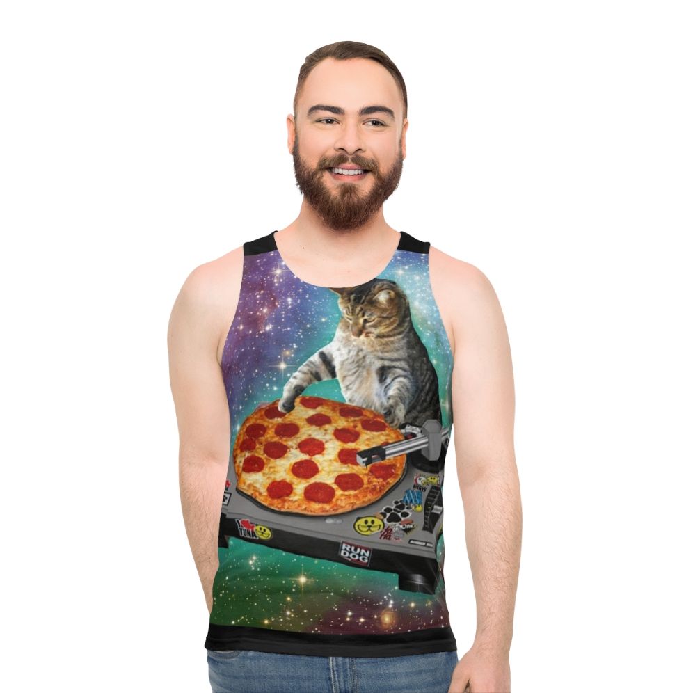 Dj Cat Pizza Unisex Funny Tank Top