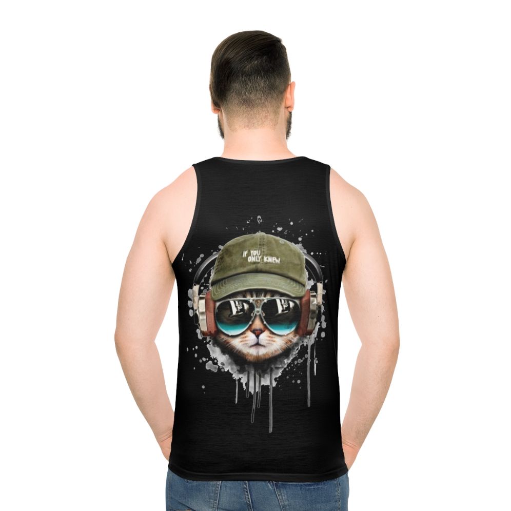 DJ Cat Unisex Tank Top with Headphones and Sunglasses