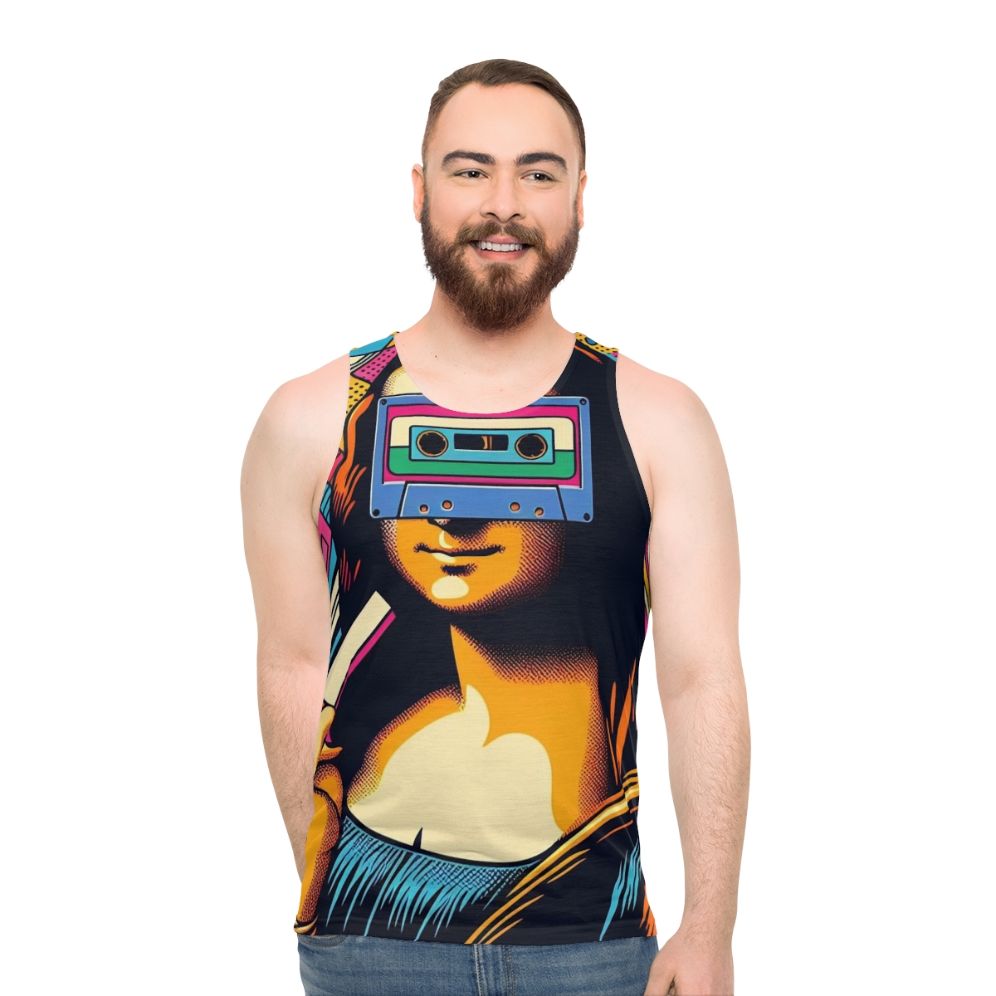DJ Mona Unisex Tank Top featuring Mona Lisa artwork