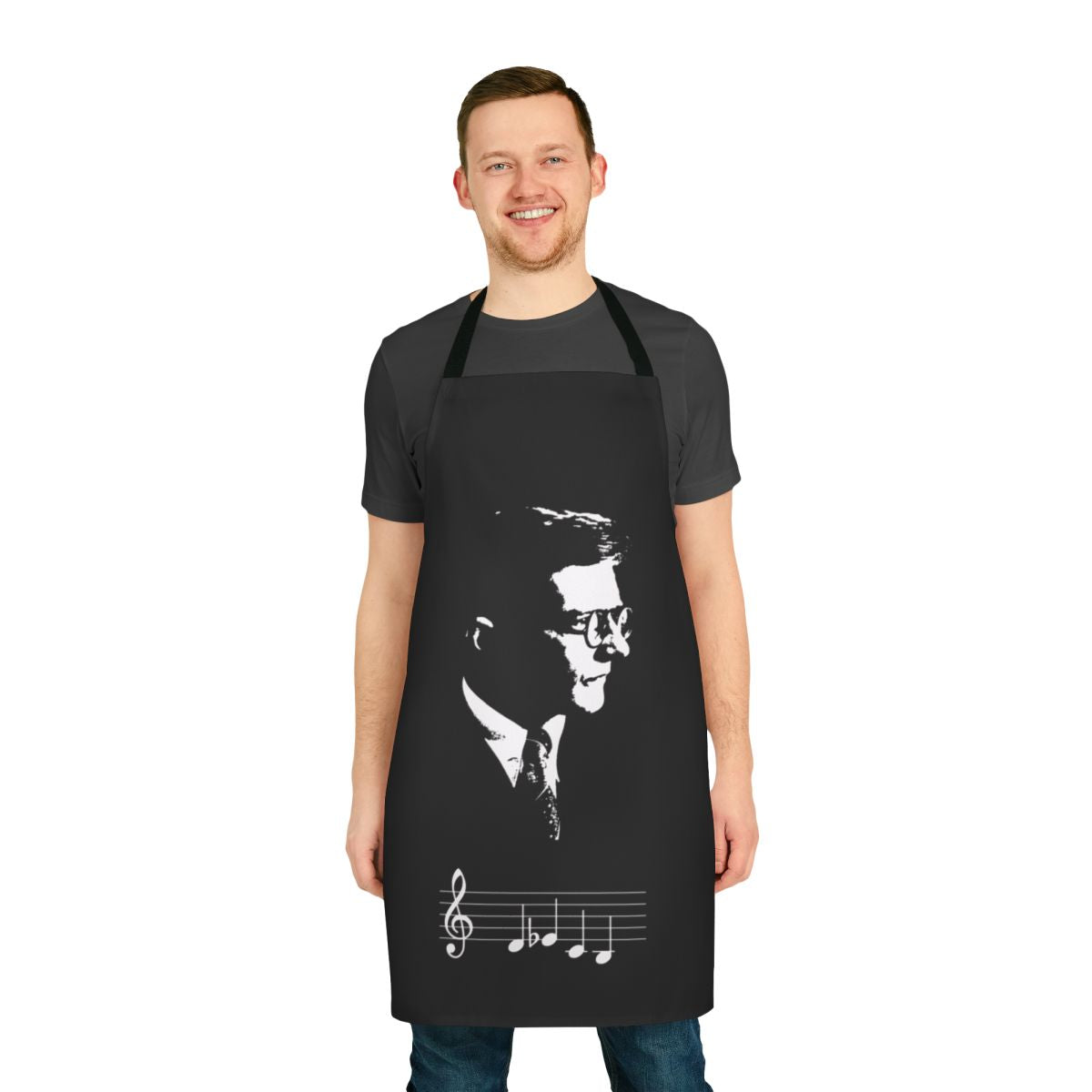 Apron featuring the DSCH motif, a musical signature associated with Russian composer Dmitri Shostakovich