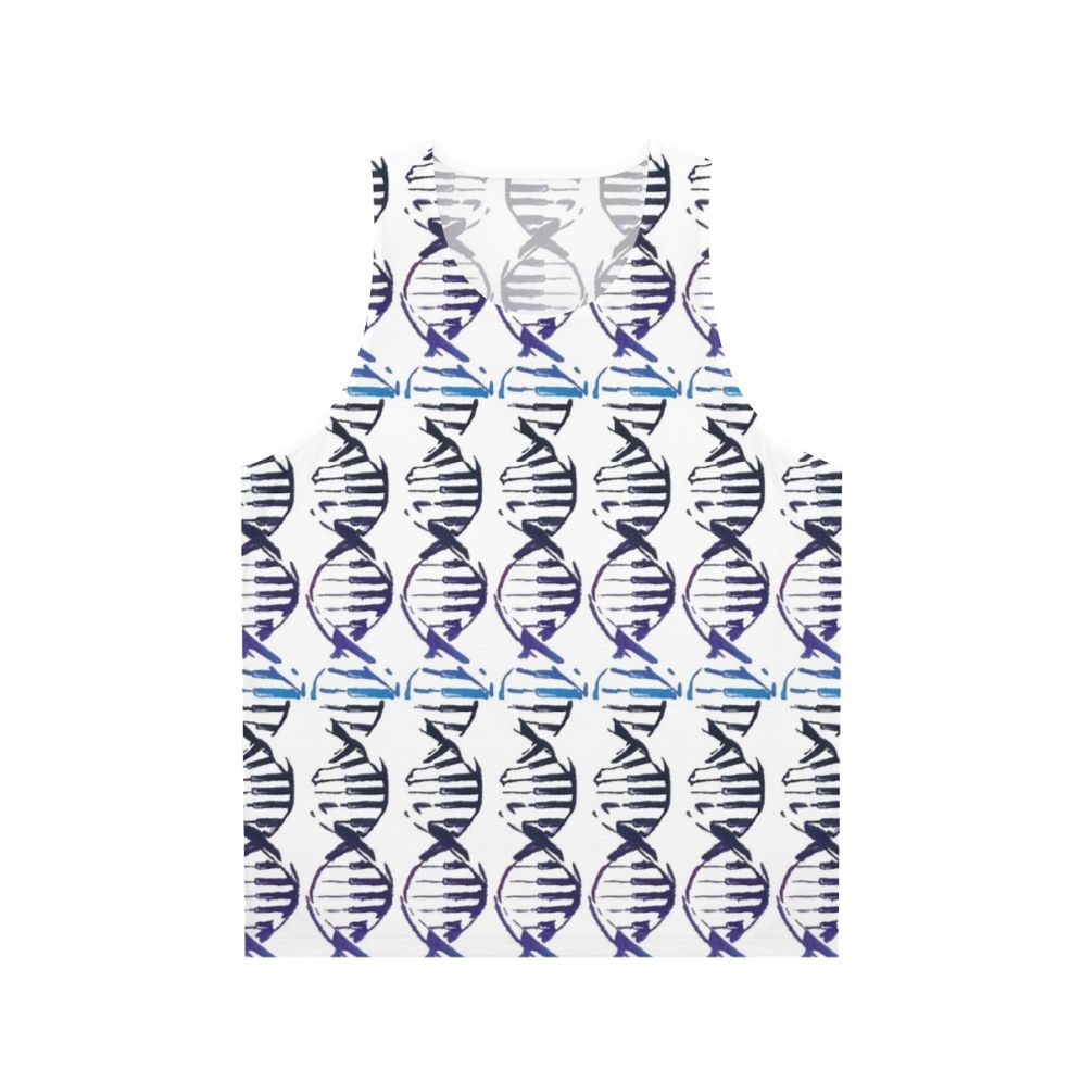 Unisex tank top with abstract DNA strand and piano key design