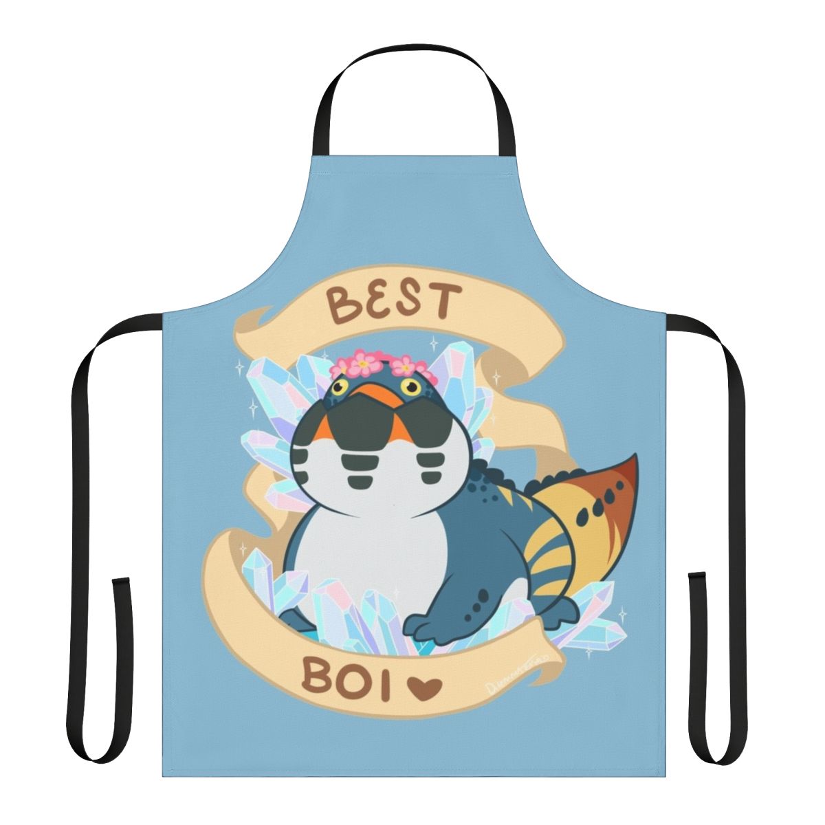 Dodogama-themed apron featuring the iconic Monster Hunter World creature in a cute chibi style