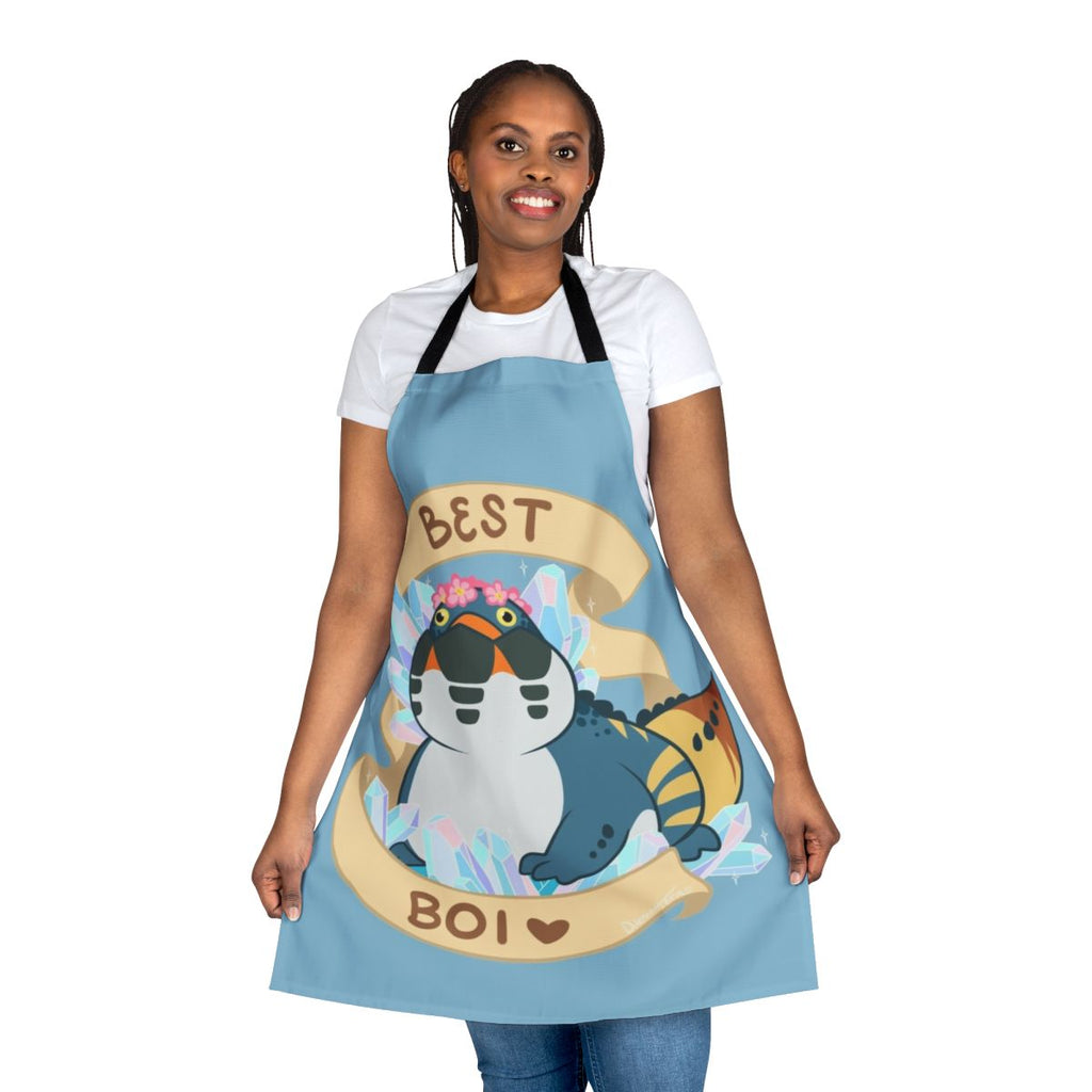 Dodogama-themed apron featuring the iconic Monster Hunter World creature in a cute chibi style