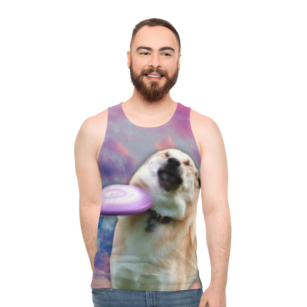 Doge frisbee vaporwave unisex tank top