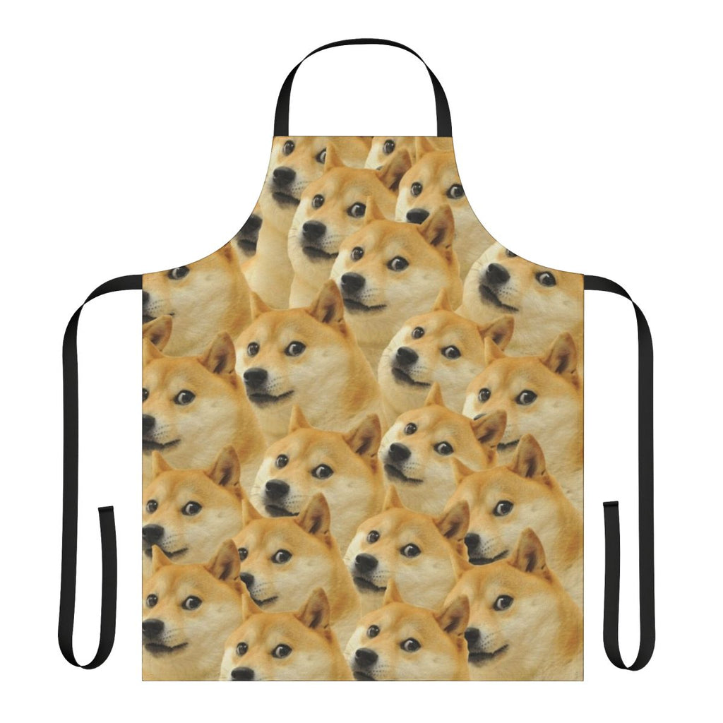 Colorful doge-themed apron with Shiba Inu pattern