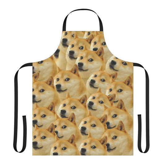 Colorful doge-themed apron with Shiba Inu pattern