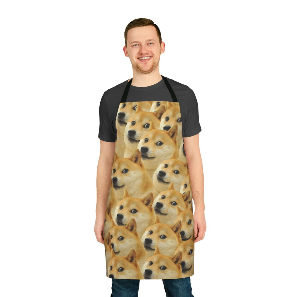 Colorful doge-themed apron with Shiba Inu pattern