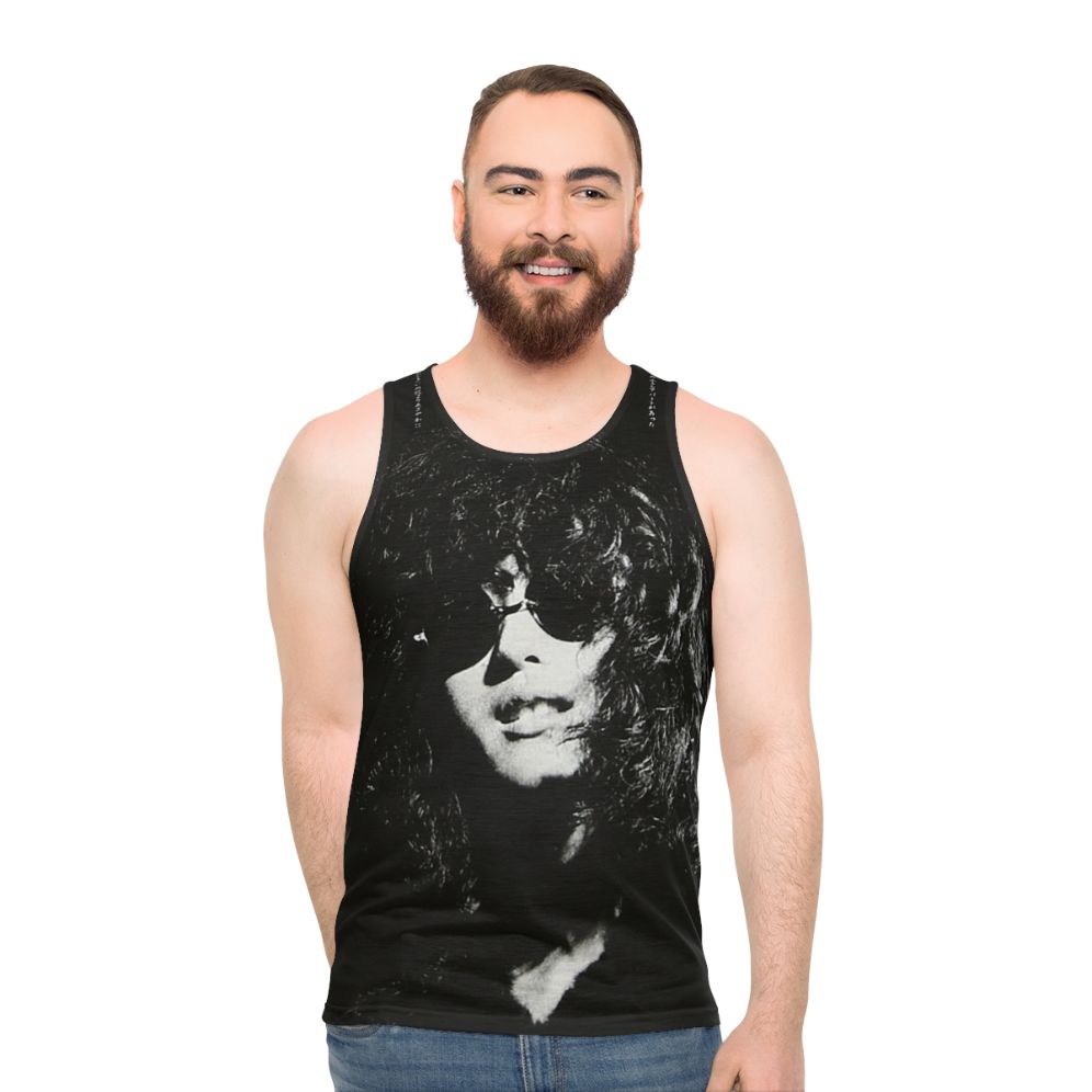 Unisex tank top featuring the album cover art for Doji Morita's "Goodbye 1975"