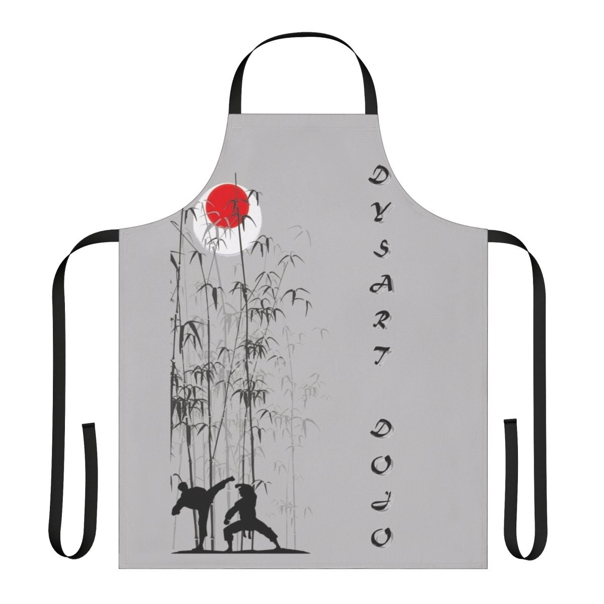 Dojo-style cooking apron with martial arts-inspired design