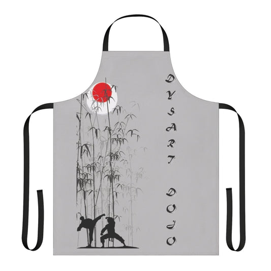 Dojo-style cooking apron with martial arts-inspired design