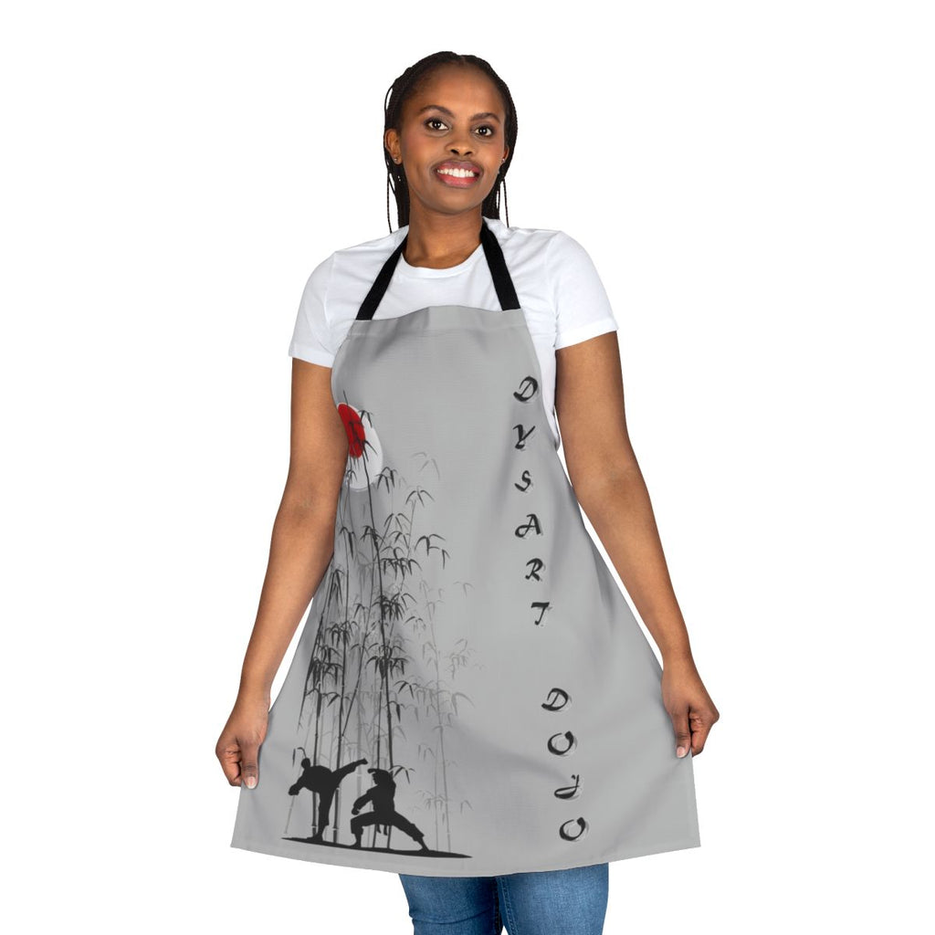 Dojo-style cooking apron with martial arts-inspired design