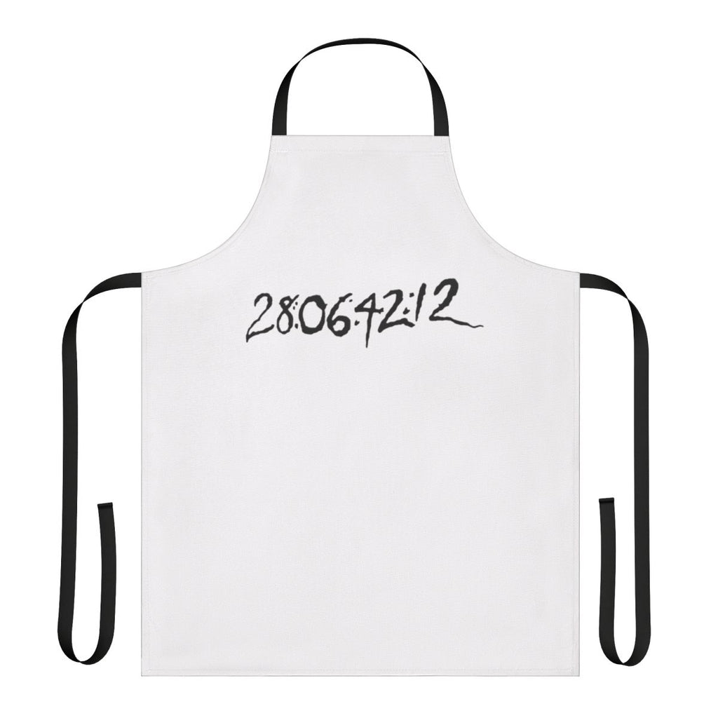 A high-quality apron featuring a design inspired by the cult classic film Donnie Darko, focusing on themes of time and the end of the world.