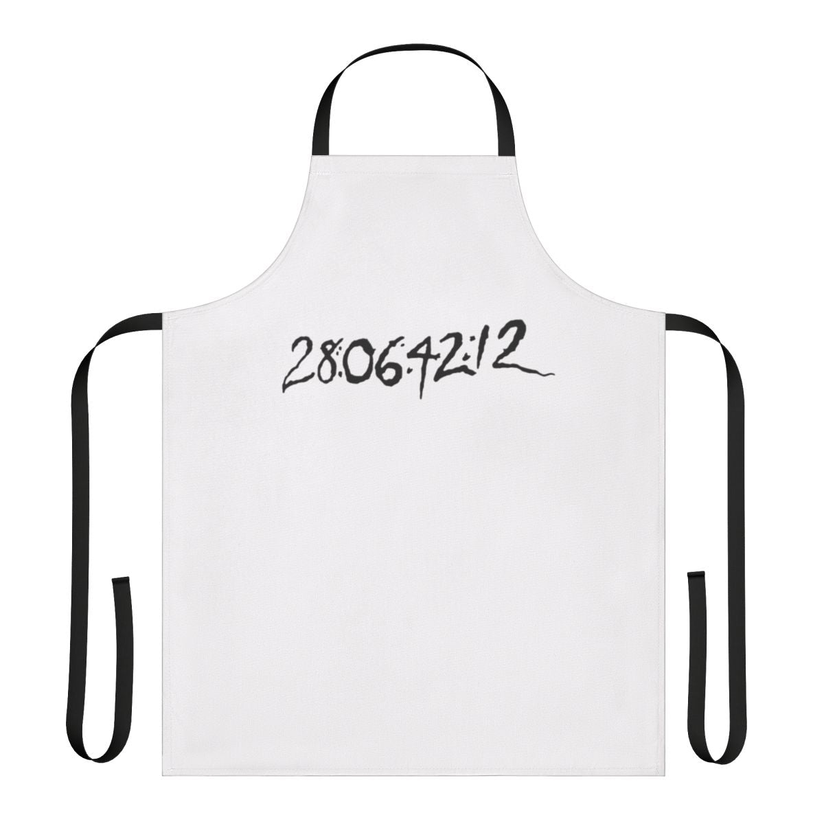 A high-quality apron featuring a design inspired by the cult classic film Donnie Darko, focusing on themes of time and the end of the world.