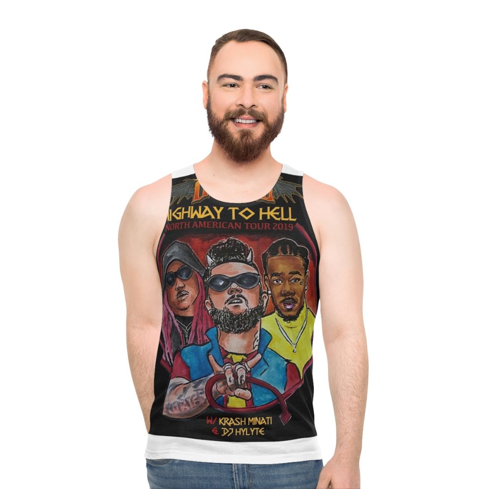 Doobie unisex tank top with minimalist graphic design