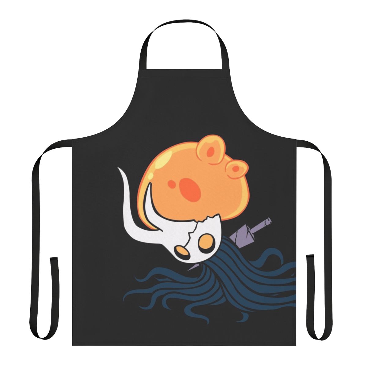Doodle-inspired apron featuring a Hollow Knight-style character design