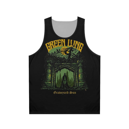 Green Unisex Tank Top with Doom Metal Graveyard Design