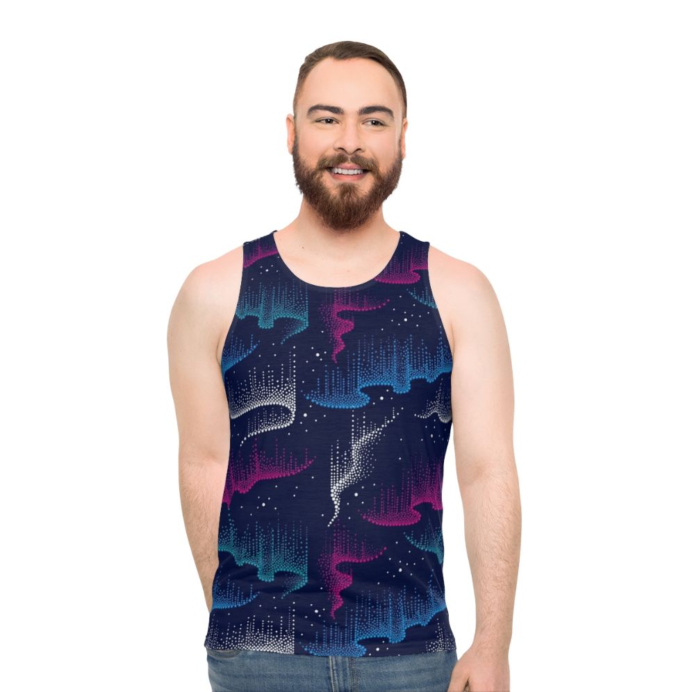 Dotwork aurora borealis unisex graphic tank top