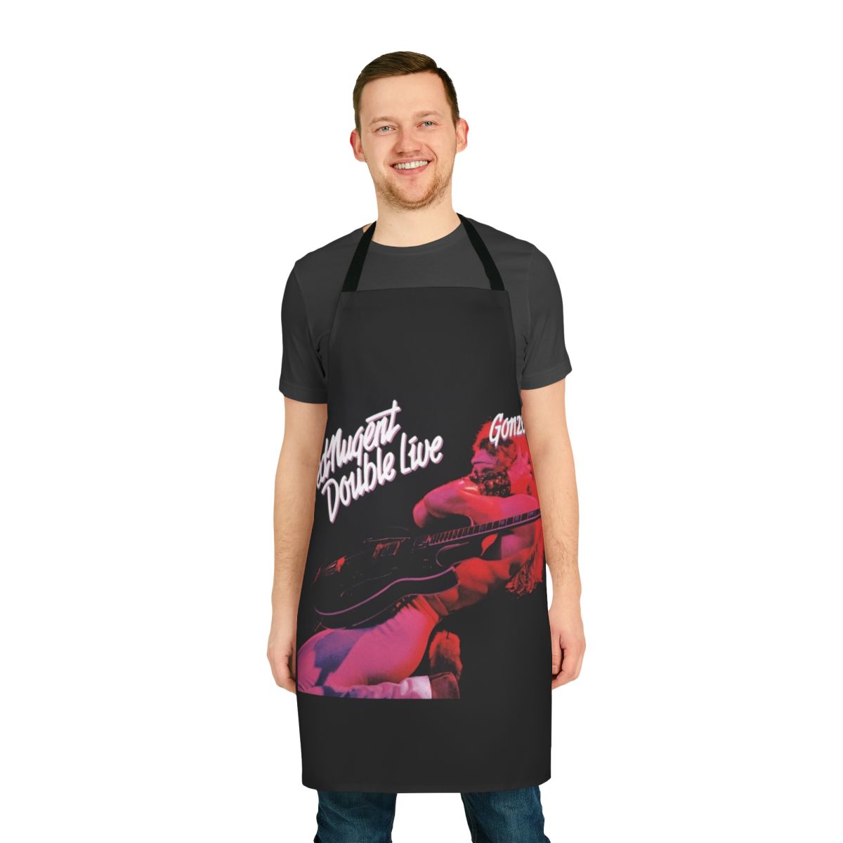 Double Live Gonzo themed apron featuring iconic Ted Nugent album art and imagery