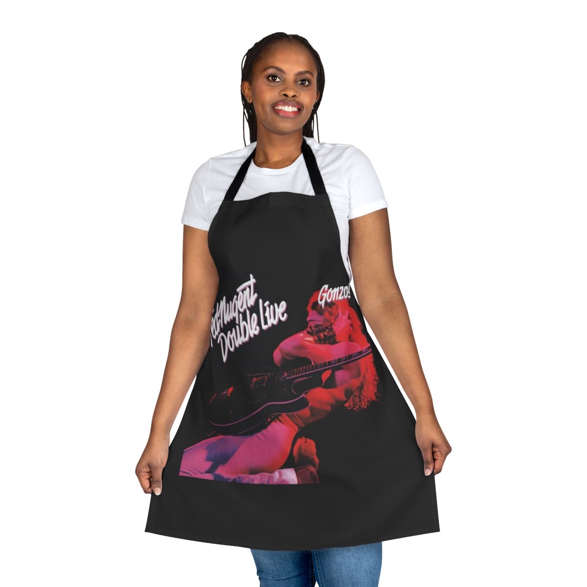 Double Live Gonzo themed apron featuring iconic Ted Nugent album art and imagery