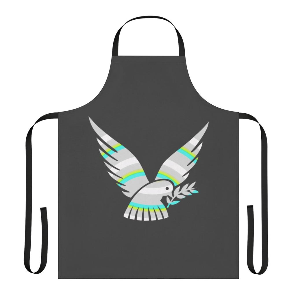 Dove-themed apron featuring a colorful, abstract design of legendary animals