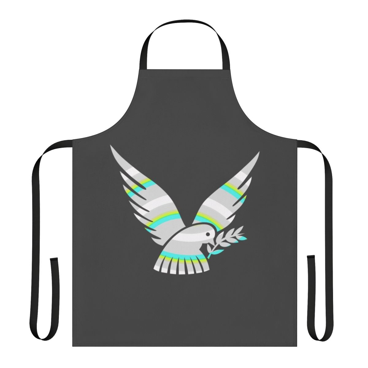 Dove-themed apron featuring a colorful, abstract design of legendary animals