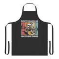 "Downhill mountain bike apron with 'I Do Stupid Things' text"