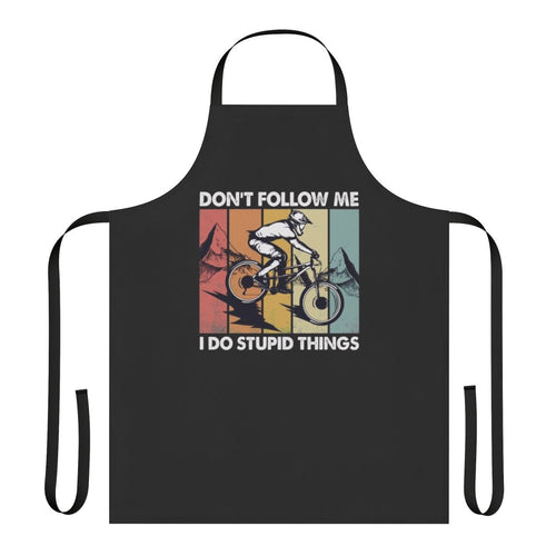 "Downhill mountain bike apron with 'I Do Stupid Things' text"