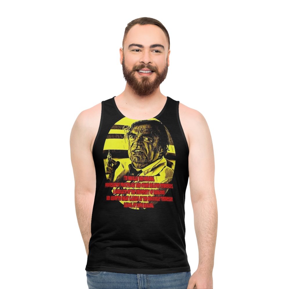 Dr Nikolas Van Helsing Unisex Tank Top for Comedy and 80s Movie Fans