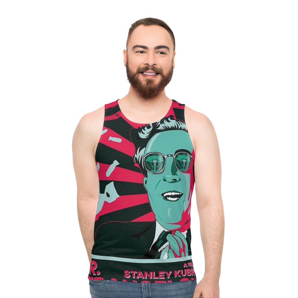Dr. Strangelove Unisex Tank Top featuring a graphic design from the classic Stanley Kubrick film