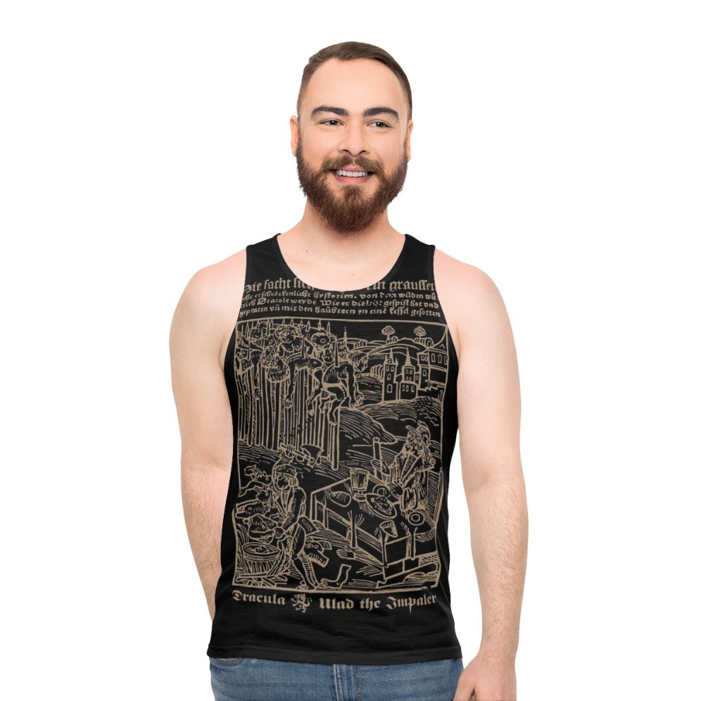 Dracula Unisex Tank Top featuring gothic and medieval design