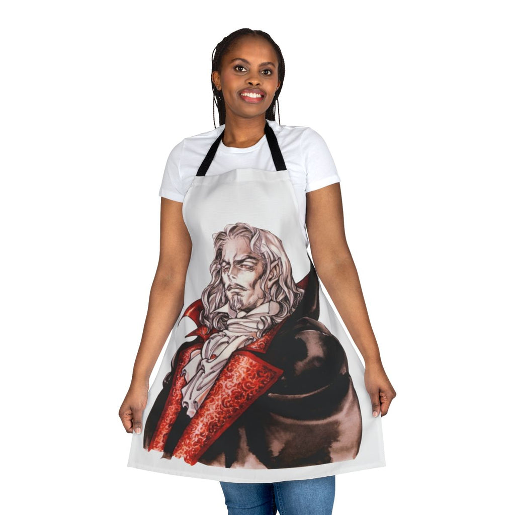 Dracula inspired chibi apron featuring characters from Castlevania Netflix series