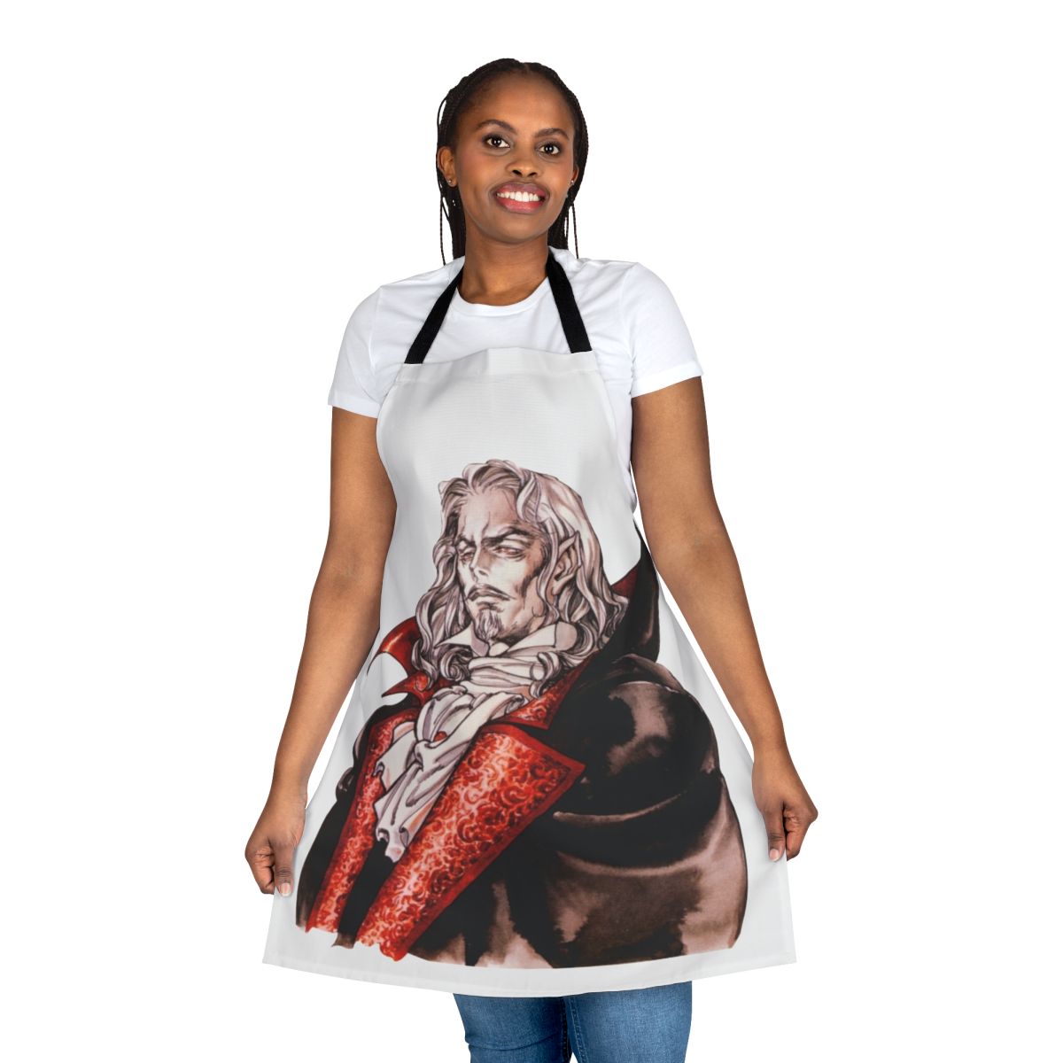 Dracula inspired chibi apron featuring characters from Castlevania Netflix series